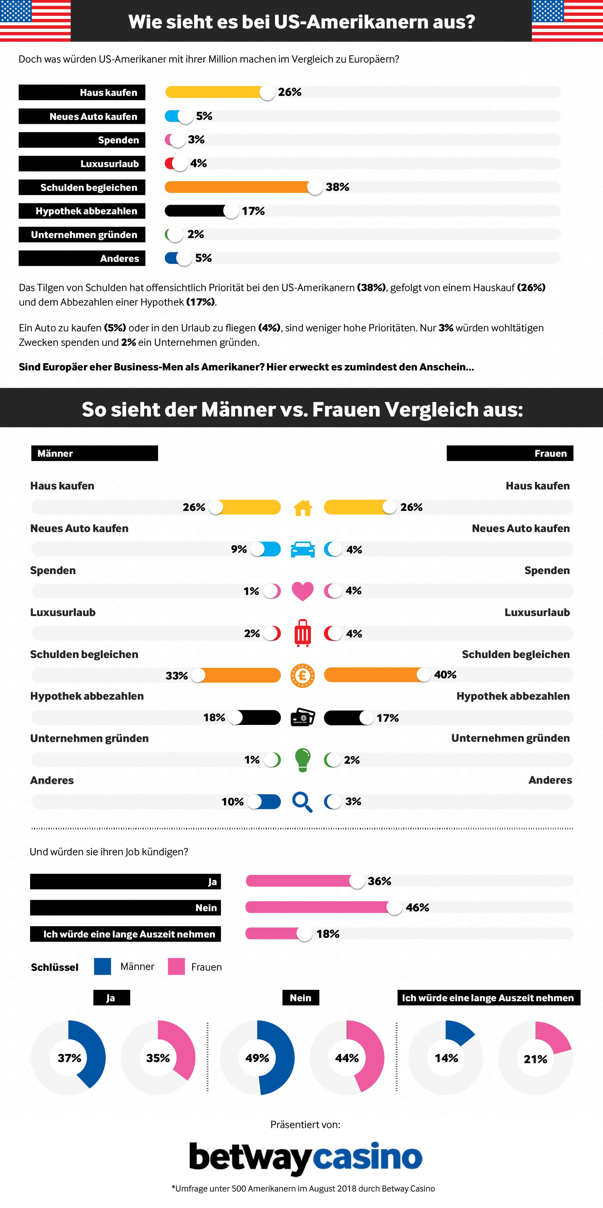 Betway Infografik - Was tun mit 1 Million Euro - USA