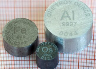 Eine Feinunze Osmium, Eisen und Aluminium im Vergleich
