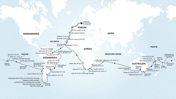 AIDA Weltreise 2026 - Du, die Welt und ein Schiff